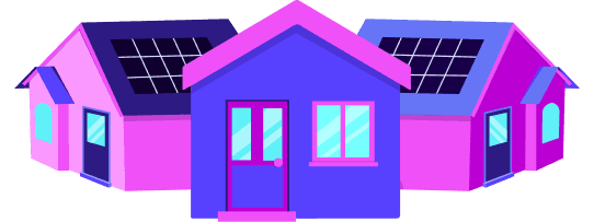 Casa con placas solares en el tejado y una batería